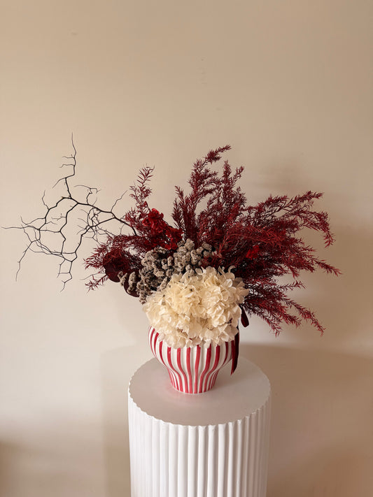 SIMONA Floral Arrangement in Candy Cane Vase